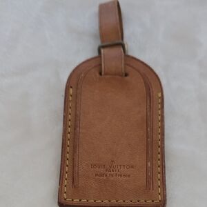 Authentic Louis Vuitton Tan Leather Luggage Tag/Bag Charm